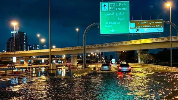 Roads leading to Dubai airport were also flooded, making it hard for passengers to get there