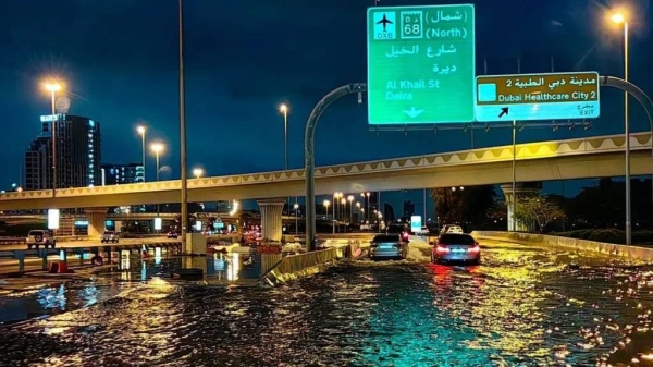 Roads leading to Dubai airport were also flooded, making it hard for passengers to get there