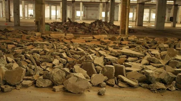 Rubble fills the floor of this once-thriving furniture-making factory in Dongguan