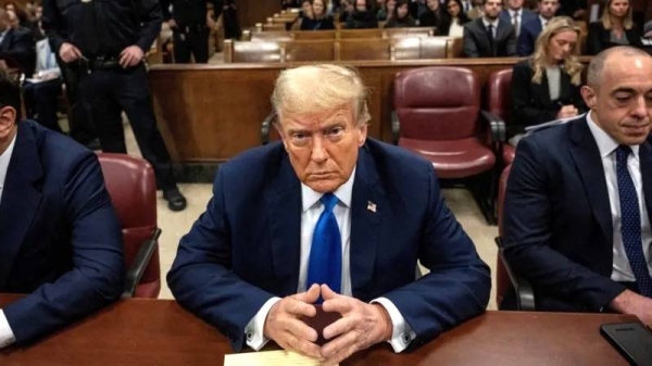 Donald Trump appeared in court for a day of opening statements as well as testimony from David Pecker. — courtesy Getty Images