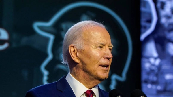 President Joe Biden delivers remarks at a conference held by the North America's Building Trades Unions at the Washington Hilton in Washington, DC, on April 24