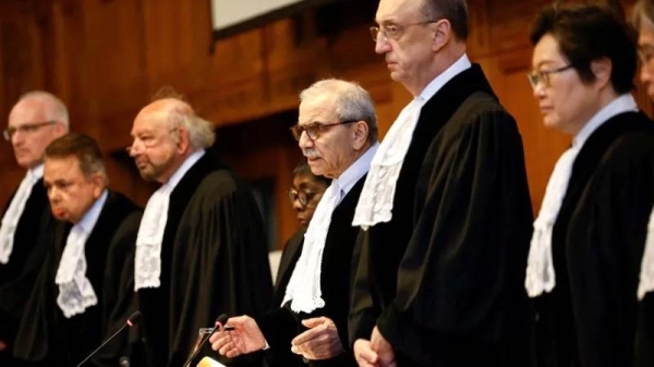 Judge Nawaf Salam delivered the ICJ's decision on Tuesday afternoon at the court in the Hague. — courtesy Reuters