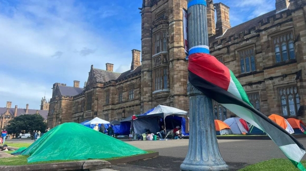 The first tents went up at the University of Sydney on April 23, now there are around 50