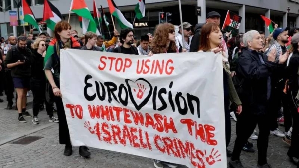 Pro-Palestinian demonstrators in Malmö on Thursday