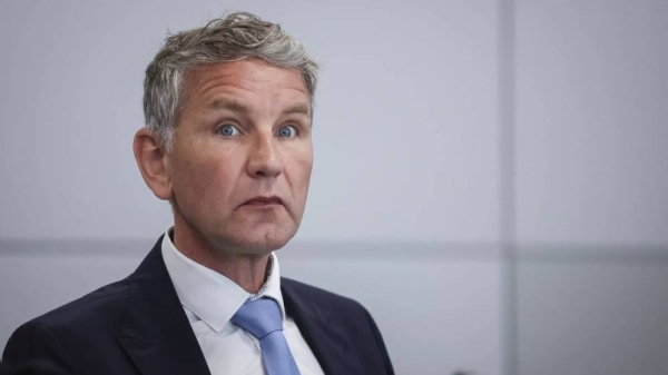 Bjoern Hoecke, co-leader of the far-right Alternative for Germany (AfD) party, at the regional court in Halle, Germany, Tuesday, May 14, 2024
