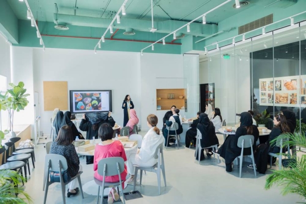 British artist Harriet Frances leads her immersive jewelry embroidery workshop at Wrth headquarters in Riyadh.