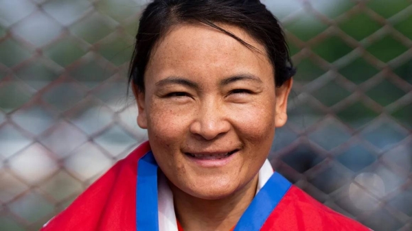 Phunjo Lama arrives at Kathmandu airport on May 26, 2024