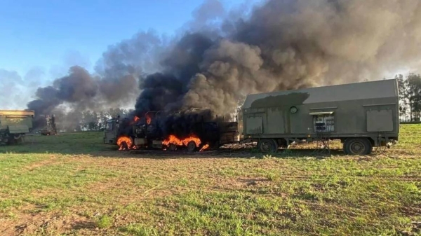 The picture posted on Facebook by Ukrainian government minister Iryna Vereshchuk that purportedly shows a Russian S-300 missile system hit by a Western-supplied weapon inside Russian territory