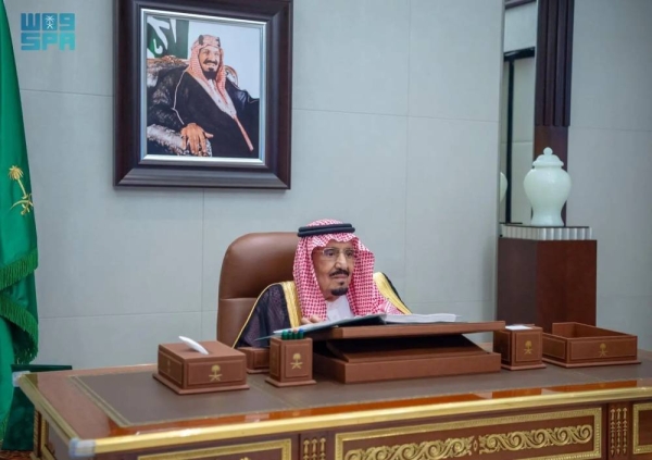 Custodian of the Two Holy Mosques King Salman chairs the virtual session of the Council of Ministers on Tuesday.