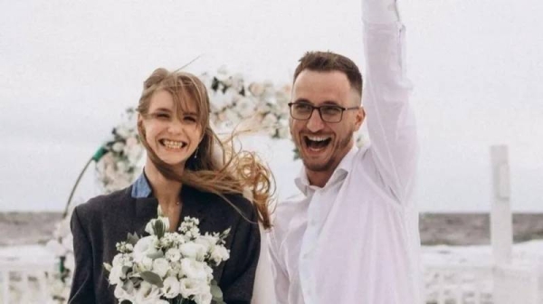 Only half of the guests at Serhiy and Tania's wedding showed up. Many were trying to avoid conscription squads