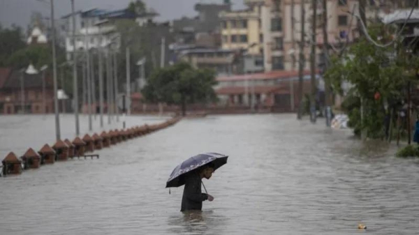 Streets in the Nepalese capital Kathmandu were flooded over the weekend from overflowing rivers