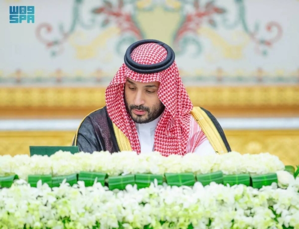 Crown Prince and Prime Minister Mohammed bin Salman chairs the Cabinet session in Riyadh on Tuesday.