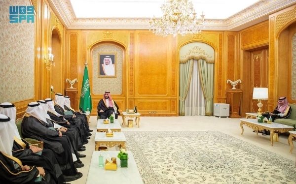 Crown Prince and Prime Minister Mohammed bin Salman administering the oath of office to newly appointed Saudi ambassadors to a number of friendly countries in Riyadh on Tuesday.