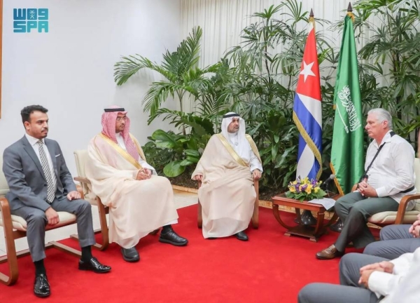 Cuban President Miguel Díaz-Canel Bermúdez holds talks with Saudi Minister of Health Fahad Al-Jalajel in Havana on Thursday.
