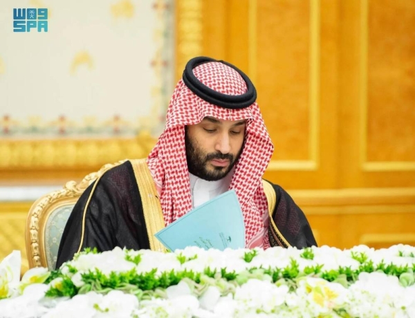 Crown Prince and Prime Minister Mohammed bin Salman chairs the Cabinet session in Riyadh on Tuesday.
