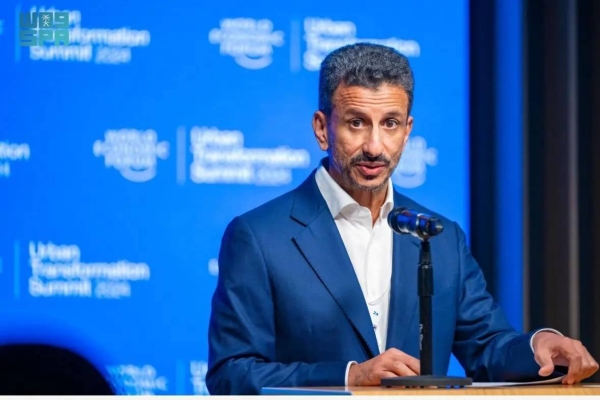 Saudi Minister of Tourism Ahmed Al-Khateeb addressing the fourth annual World Economic Forum Urban Transformation Summit in San Francisco.


