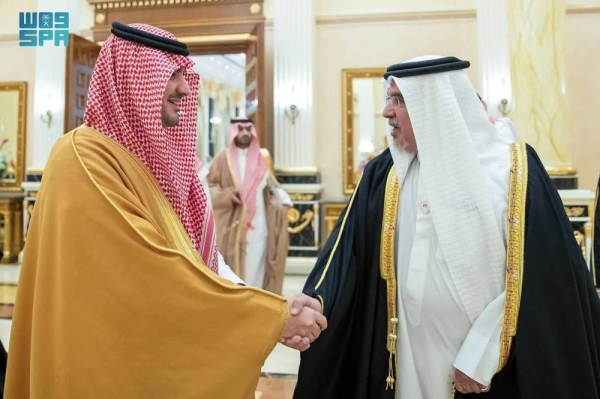 Bahrain Crown Prince and Prime Minister Salman bin Hamad Al Khalifa receiveS Saudi Minister of Interior Prince Abdulaziz bin Saud bin Naif in Manama on Wednesday.