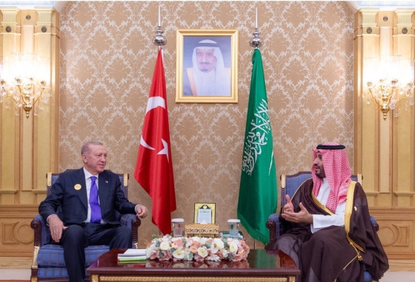 Saudi Crown Prince and Prime Minister Mohammed bin Salman holds talks with Syrian President Bashar al-Assad in Riyadh on Monday.
