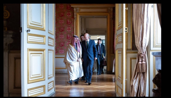 Prince Faisal bin Farhan is received by Jean-Noël Barrot, Minister for Europe and Foreign Affairs of France, in Paris