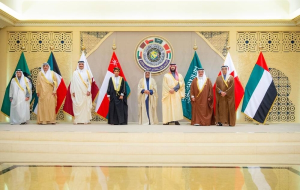 Gulf leaders pose for a group photo during the Gulf Cooperation Council summit in Kuwait on Sunday.
