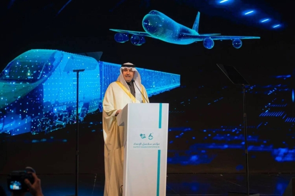 Saudi Minister of Transport and Logistics Eng. Saleh Al-Jasser inaugurating the Supply Chain and Logistics Conference in Riyadh on Sunday.
