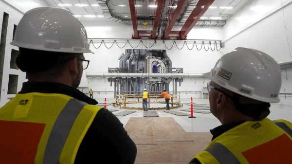 Commonwealth Fusion Systems's tokamak, a donut-shaped machine used to create nuclear fusion, in Devens, Massachusetts, October 11, 2023