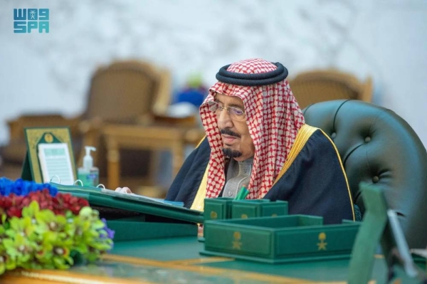 Custodian of the Two Holy Mosques King Salman chairs the Cabinet session in Riyadh on Tuesday.
