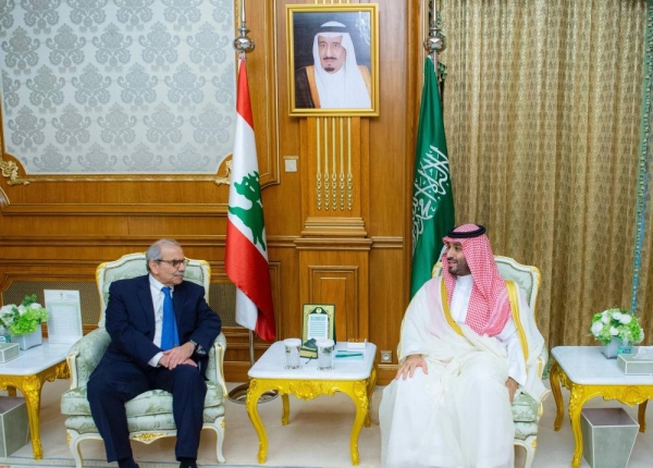 Saudi Crown Prince Mohammed bin Salman and Lebanese Prime Minister Dr. Nawaf Salam before Eid Al Fitr prayer in Makkah. 