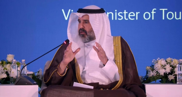 Assistant Minister of Investment Ibrahim Al-Mubarak addressing the first Sports Investment Forum in Riyadh on Monday.