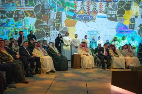 Saudi Minister of Culture Prince Badr bin Abdullah during the inauguration of the Saudi Pavilion at Expo 2025 Osaka on Sunday.
