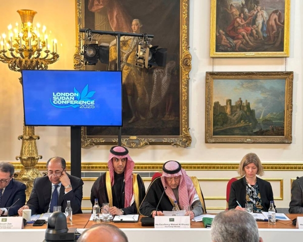 Saudi Deputy Foreign Minister Eng. Waleed Al-Khuraiji delivers the Kingdom’s statement during the London Conference on Sudan, held in the United Kingdom on Tuesday.