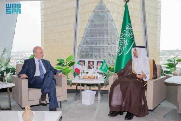 Saudi Minister of Health Fahd AlJalajel holds talks with Italian Minister of Health Prof. Orazio Schillaci in Riyadh on Saturday.
