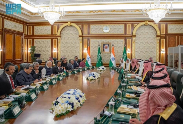 Crown Prince and Prime Minister Mohammed bin Salman and Indian Prime Minister Narendra Modi co-chair the Saudi-Indian Strategic Partnership Council meeting in Jeddah on Tuesday.