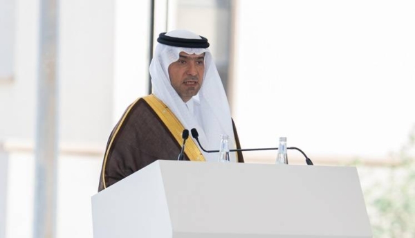 Minister of Municipalities and Housing Majed Al-Hogail Speaking at a press confrence in Riyadh on Monday. 