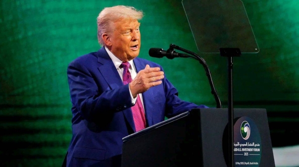 President Donald Trump attends the Saudi-US Investment Forum in Riyadh, Saudi Arabia, on May 13