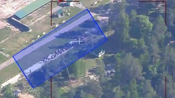 Russian ministry of defence video showed the training ground shortly before the missile strike