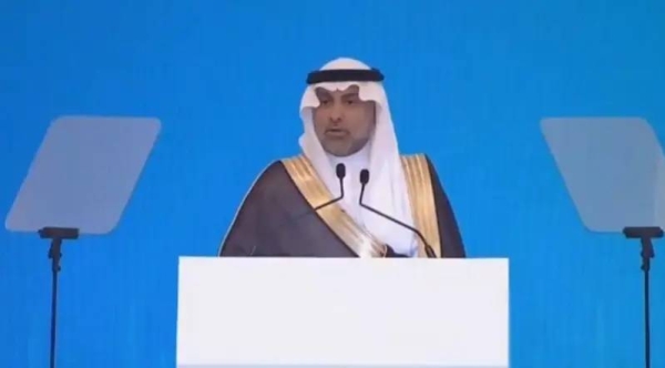 Minister of Health Fahd Al-Jalajel addressing the government press conference in Riyadh on Monday.
