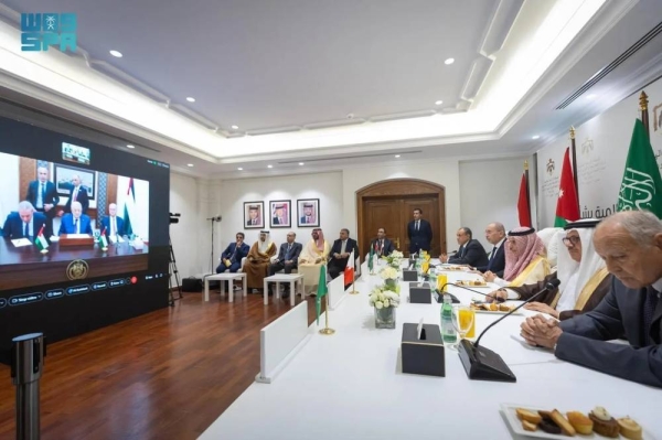 Arab-Islamic Ministerial Committee holds virtual meeting with Mahmoud Abbas in Amman on Sunday.