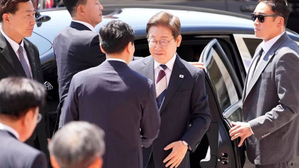 Newly elected South Korean President Lee Jae-myung arrives for the Presidential Inauguration at the National Assembly in Seoul, 4 June 2025