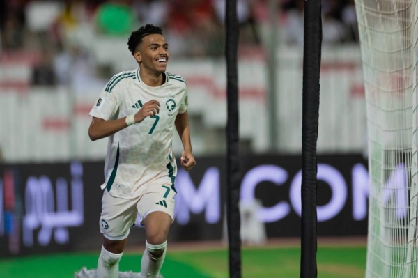Musab Al Juwayr celebrates his goal. 