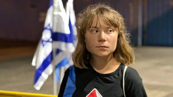 Israel's foreign ministry shared a picture of Swedish activist Greta Thunberg, after Israeli forces intercepted the aid boat she was on