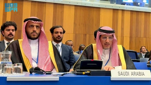 Mazin Al-Kahmous, president of the Oversight and Anti-Corruption Authority, addressing the 16th session of the United Nations Convention against Corruption (UNCAC) meetings in Vienna.