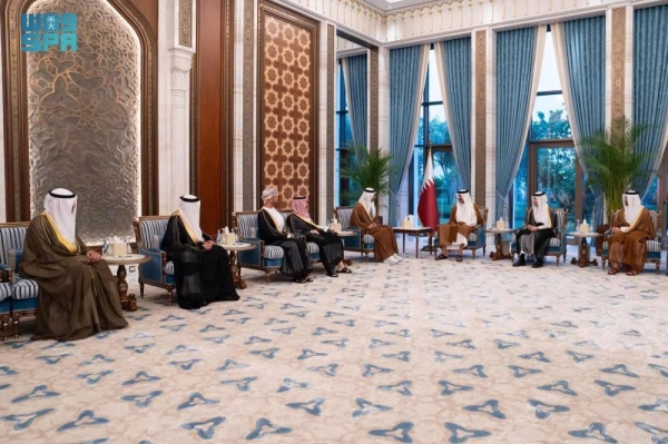 Emir of Qatar Sheikh Tamim bin Hamad Al Thani receives foreign ministers of Gulf Cooperation Council states in Doha on Tuesday.

