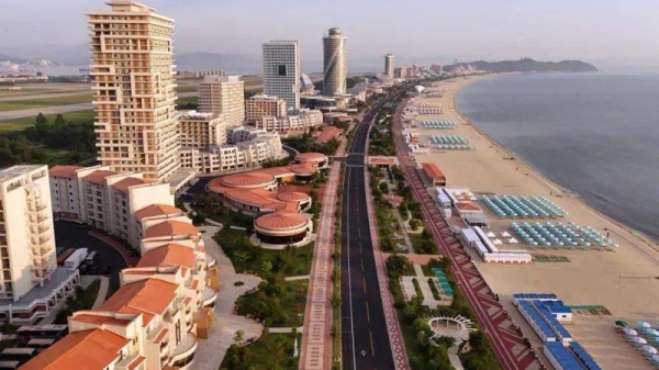 A Korean Central News Agency photo showing an aerial view of the Wonsan Kalma Coastal Tourist Zone