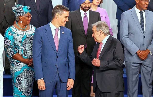 Spain's Prime Minister Pedro Sánchez at the start of a four-day Financing for Development meeting in Seville, 30 June, 2025