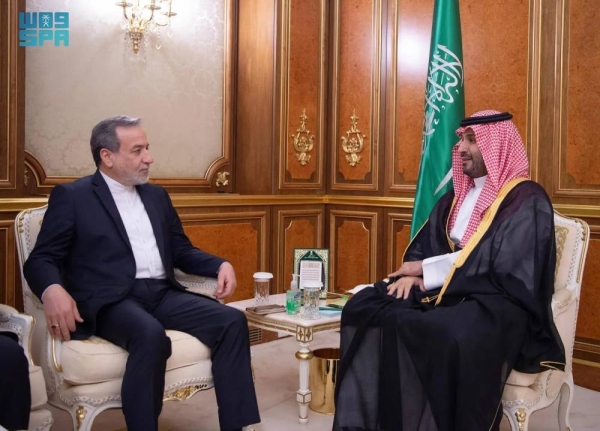 Saudi Crown Prince and Prime Minister Mohammed bin Salman holds talks with Iranian Minister of Foreign Affairs Dr. Abbas Araghchi at Al-Salam Palace in Jeddah on Tuesday.
