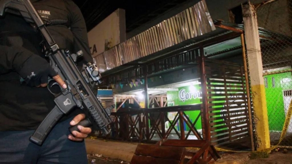 The scene of the mass shooting in El Empalme