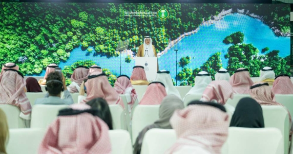 Minister of Environment, Water and Agriculture Abdulrahman Al-Fadley speaking at the press confrence in Riyadh on Wednesday. 
