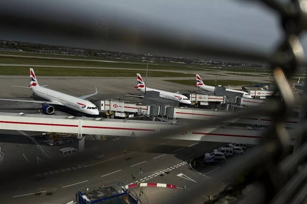 Planes are parked at Terminal 5 at Heathrow Airport in London, 21 March, 2025