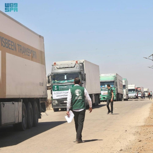 Saudi relief trucks arrive in Syria’s Sweida province with humanitarian aid
